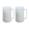 2 Pack Clear Double Wall Gel Frosty Freezer Mugs, 16oz Ice Frosty Beer Mugs Freezable Drinking Cups with Handle